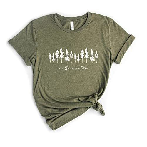 On the Mountain T Shirt Womens T-Shirt Casual Top Graphic Tee Short Sleeve Shirt Cute Camping Shirt