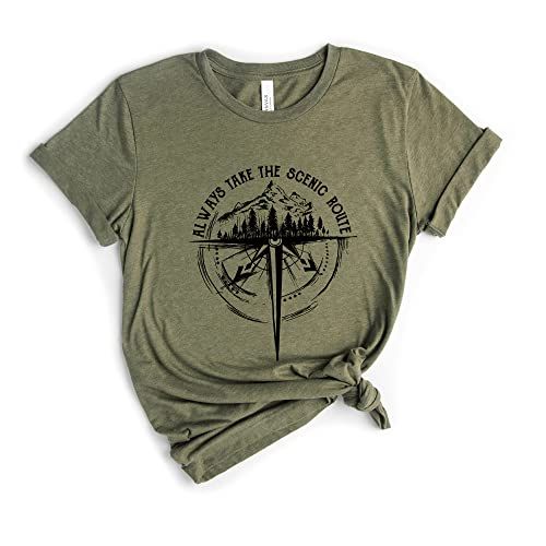 The Mountain with the compass camping T Shirt Unisex T-Shirt Casual Top Graphic Tee Short Sleeve Shirt Cute women tee