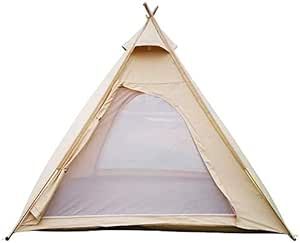 Free Space Outdoor 100% Cotton Canvas Waterproof Pyramid-Shaped Camping Tent (Beige, 2.15meters)