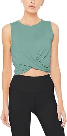 Bestisun Womens Cropped Workout Tops Flowy Gym Workout Crop Top Slim Fit Athletic Yoga Exercise Shirts Dance Tops