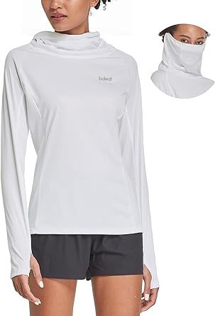 BALEAF Women's Long Sleeve Rash Guard with Face Cover UPF 50+ Swim Shirts Sun Hoddie Lightweight Quick Dry Hiking Tops