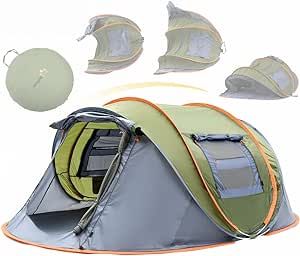 Camping Tent - 4-Person Easy Pop Up Tent with 2 Doors - UPF50+ Waterproof Instant Tent - Lightweight & Portable Family Tents for Outdoor Camping, Hiking & Traveling - Carrying Bag Included Maple99