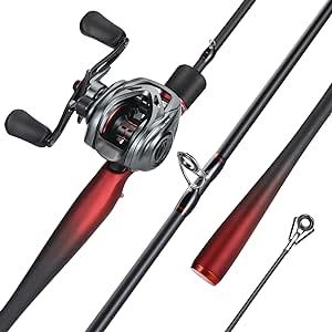 Sougayilang BaitCasting Fishing Rod Reel Combo,Two Pieces Pole with Super Smooth and Powerful Casting Reel for Freshwater Saltwater