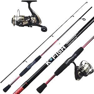 Rigged and Ready K-Fish Fishing Rod and Reel Combo Set with Line, Lures & Accessories + Angling Guide. 6ft Fish Pole Combination Saltwater Freshwater Spin Spinning Lure Bass