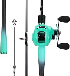 Sougayilang BaitCasting Fishing Rod Reel Combo,Two Pieces Pole with Super Smooth and Powerful Casting Reel for Freshwater Saltwater