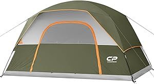 CAMPROS CP Tent 4 Person Camping Tents, Weatherproof Family Dome Tent with Rainfly, Large Mesh Windows, Wider Door, Easy Setup, Portable with Carry Bag