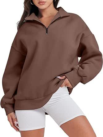 ANRABESS Women Long Sleeve Oversized Half Zip Pullover Sweatshirt Y2K Hoodie Sweater Trendy Fall Clothes