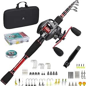 Calamus T1 Telescopic Fishing Rod and Reel Combo, Ready-to-go Fishing Gear Set with Fishing Line, Lure Kits & Accessories and Carrier Bag for Freshwater & Saltwater