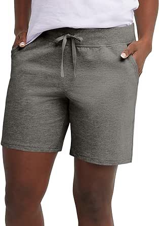 Hanes Women's Jersey Pocket Shorts, Drawstring Cotton Jersey Shorts, 7" Inseam