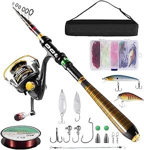 Milerong Fishing Rod and Reel Combo,Carbon Fiber Telescopic Fishing Pole with Stainless Steel Spinning Fishing Reel, Portable Travel Fishing Pole Combo for Youth Adults Beginner Saltwater Freshwater