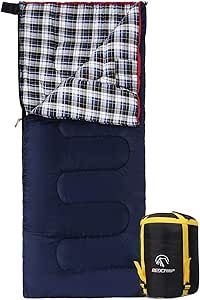 REDCAMP Cotton Flannel Sleeping Bag for Camping Backpacking, Adults Cold Weather Envelope Sleeping Bags with 2/3/4lbs Filling