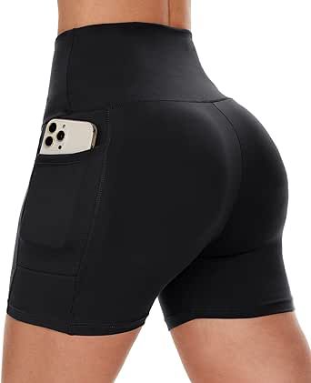 CAMPSNAIL Biker Shorts Women with Pockets - 5"/8" High Waisted Workout Spandex Tummy Control Gym Running Athletic Yoga Shorts