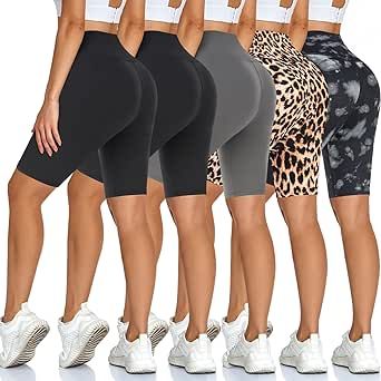 Diu Life 5 Pack High Waist Biker Shorts for Women - Buttery Soft 8" Womens Shorts for Workout, Yoga, Athletic