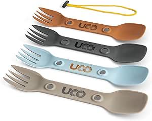 UCO Utility Spork 3-in-1 Combo Spoon-Fork-Knife Camping Utensil, 4-Pack