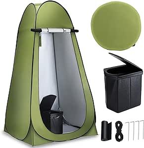 Portable Camping Toilet For Adults With Pop Up Privacy Tent, X Large Porta Potty Kit, Comfortable Leather Folding Toilet With Carry Bags, Washable Toilet Tent For Travel, RV, Outdoor