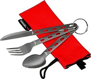 TERRA INCOGNITA Camping Fork Spoon Knife Set - Cutlery For Hiking With Case - Travel Cutlery Set - Backpacking Utensils - Camp Utensils