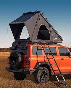 Naturnest Rooftop Tent Hard Shell, BAMACAR Rooftop Tent For Camping, Hardshell Rooftop Tent For Van Jeep SUV Truck Car Tents For Camping Aluminium Pop Up Roof Top Tent Camping Car Roof Tent Naturenest