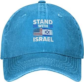 Stand with Israel USA Flags,Support Israeli Cowboy Hat Men Vintage Baseball Cap Women Trucker Hat Snapback Hat Black
