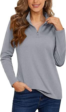 MAGCOMSEN Women's 1/4 Zip Shirts Fleece Pullover Long Sleeve Lightweight Shirts Running Workout Athletic Hiking Sweatshirts