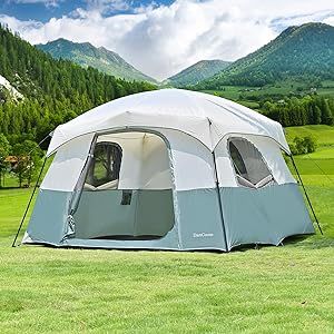 Camping Tent 6/8 Person Family Tents with Rainfly,Cabin Tents, Music Festival Tent,Hiking and Backpacking Dome Camp Tents with Large Mesh Windows,Waterproof,Weather Resistant
