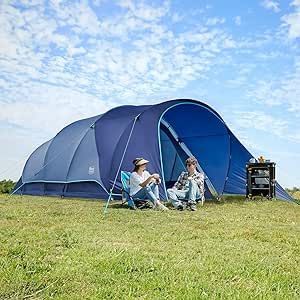 TIMBER RIDGE 8 Person Camping Tent with Large Porch, Portable Waterproof Windproof Family Tent with Rainfly Carry Bag Room Divider, Easy Set-up Tent with Excellent Ventilation for Camping, 3 Season