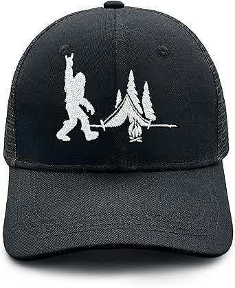 Bigfoot Wild Sasquatch Mesh Hats Embroidered Baseball Cap Big Foot Adjustable Snapback Cap for Men & Women