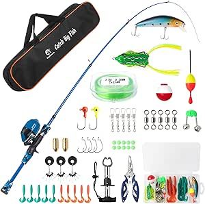 Kids Fishing Pole Kit Set,Portable Telescopic Fishing Rod and Reel Combo Full Kits for Boys, Girls, Beginner, Youth