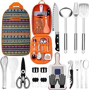 Haplululy Camping Essentials Camping Accessories Gear Must Haves Camper Tent Camping Kitchen Rv Cooking Set Camping Cooking Utensils Set Supplies Gadgets Outdoor Stove Portable Picnic Gifts BBQ Stuff