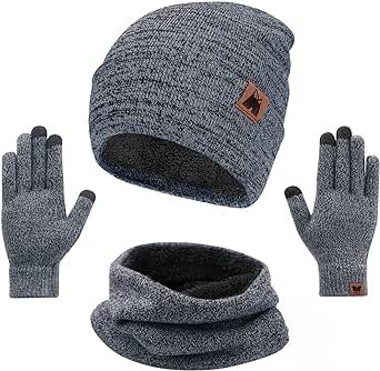 mysuntown Beanie Hat Scarf and Glove Set, Women Hats 3-Piece, Touchscreen Gloves, Winter Hat for Woman 2023