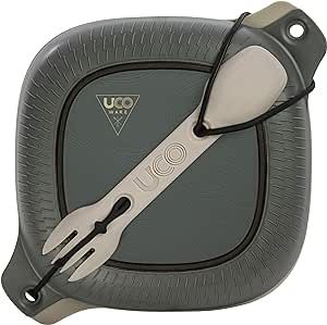 UCO 4-Piece Camping Mess Kit with Bowl, Plate and 3-in-1 Spork Utensil Set
