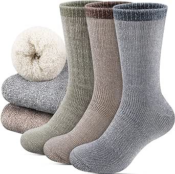 Annsuki 3 Pairs Mens Wool Hiking Socks Ultra Thick Warm Socks Cold Weather Camping Hunting Winter Thermal Men Size 6-12